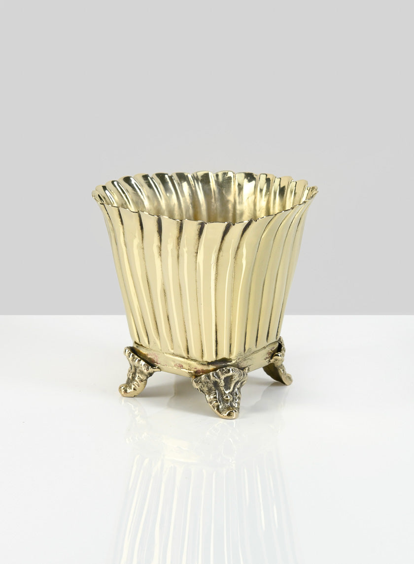 4in Tall Brass Polished Planter Urn Vase - Image 2
