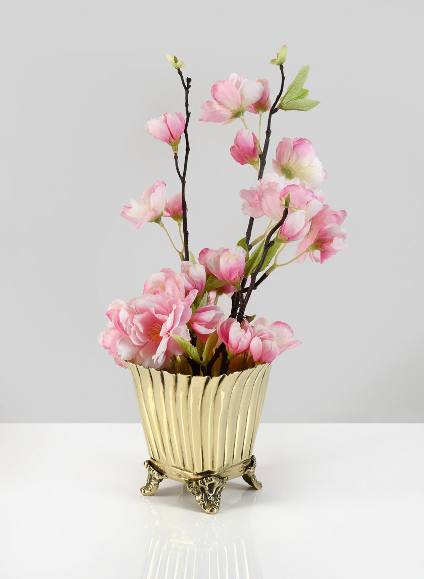 4in Tall Brass Polished Planter Urn Vase