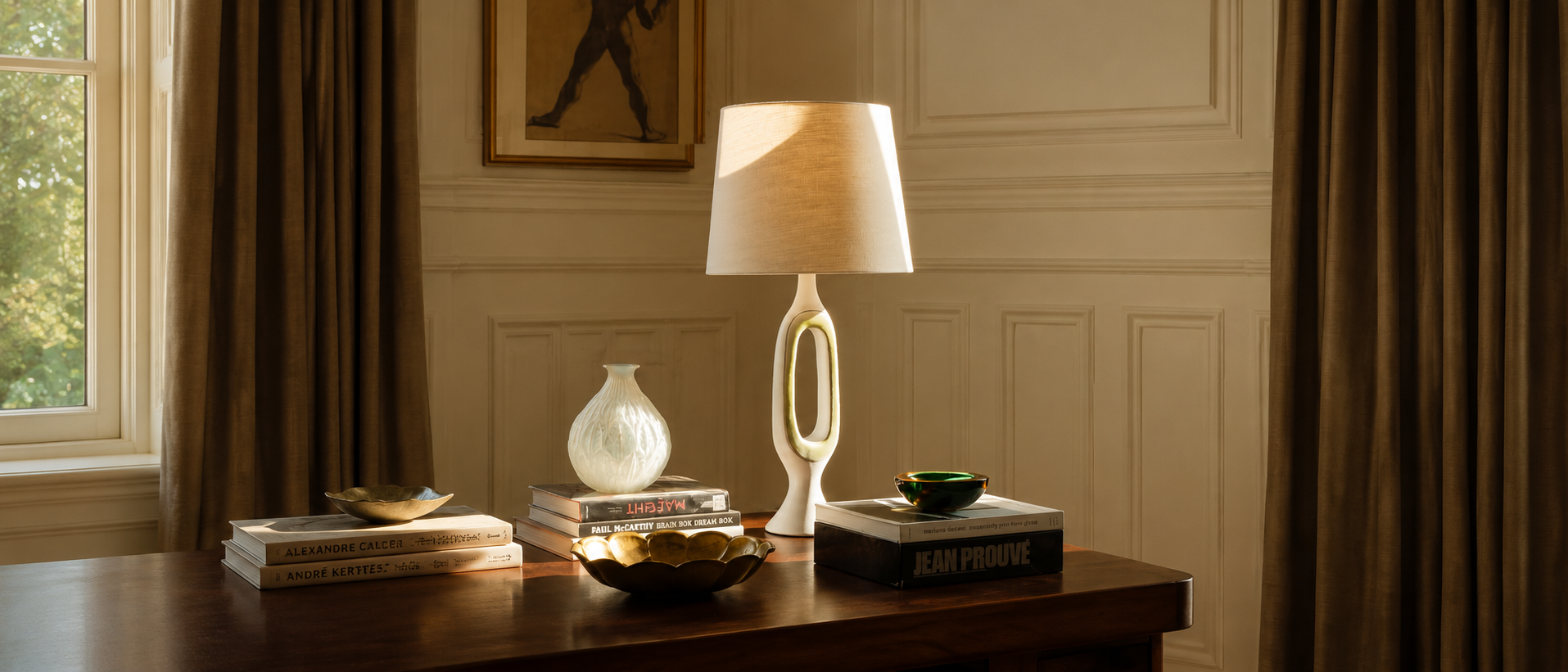 Considered decorative objects in a calm interior