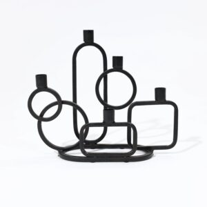 5-Taper black metal candle holder