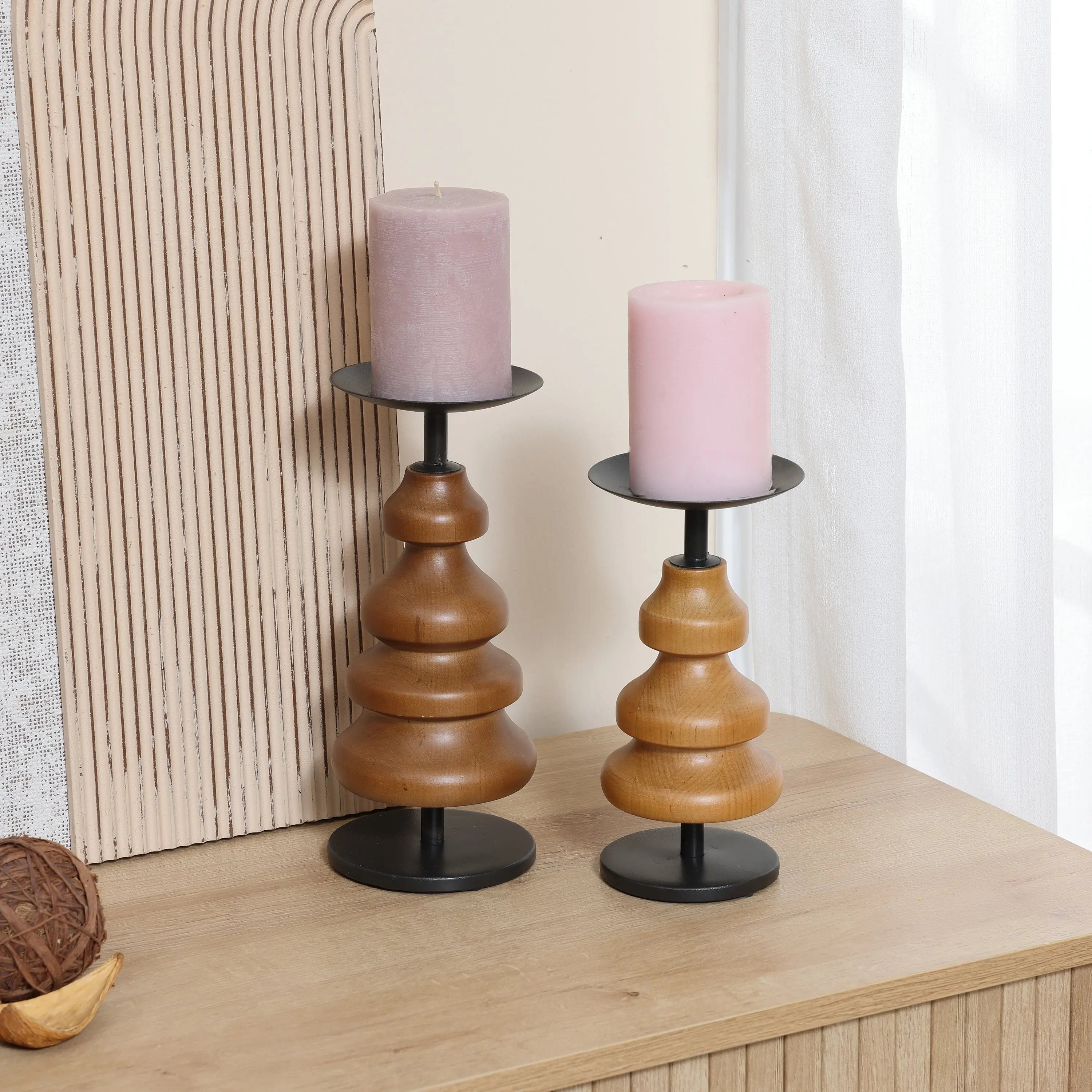 Wood Candle Holder Set of 2 - Image 4