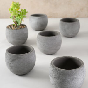 3in Tall Venetian Grey Ceramic Mini Pot Set of 6