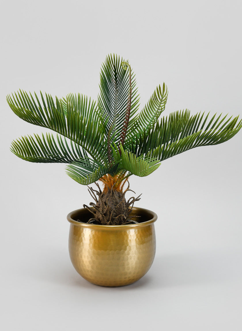 6.75in Wide Brass-Look Aluminum Planter Pot, Small