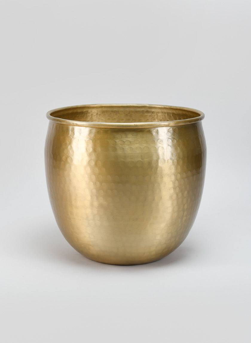 10.75in Wide Brass-Look Aluminum Planter Pot, Large - Image 2
