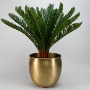 10.75in Wide Brass-Look Aluminum Planter Pot, Large