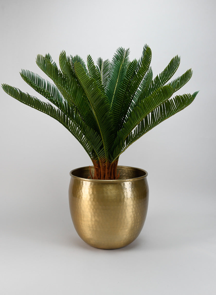 10.75in Wide Brass-Look Aluminum Planter Pot, Large