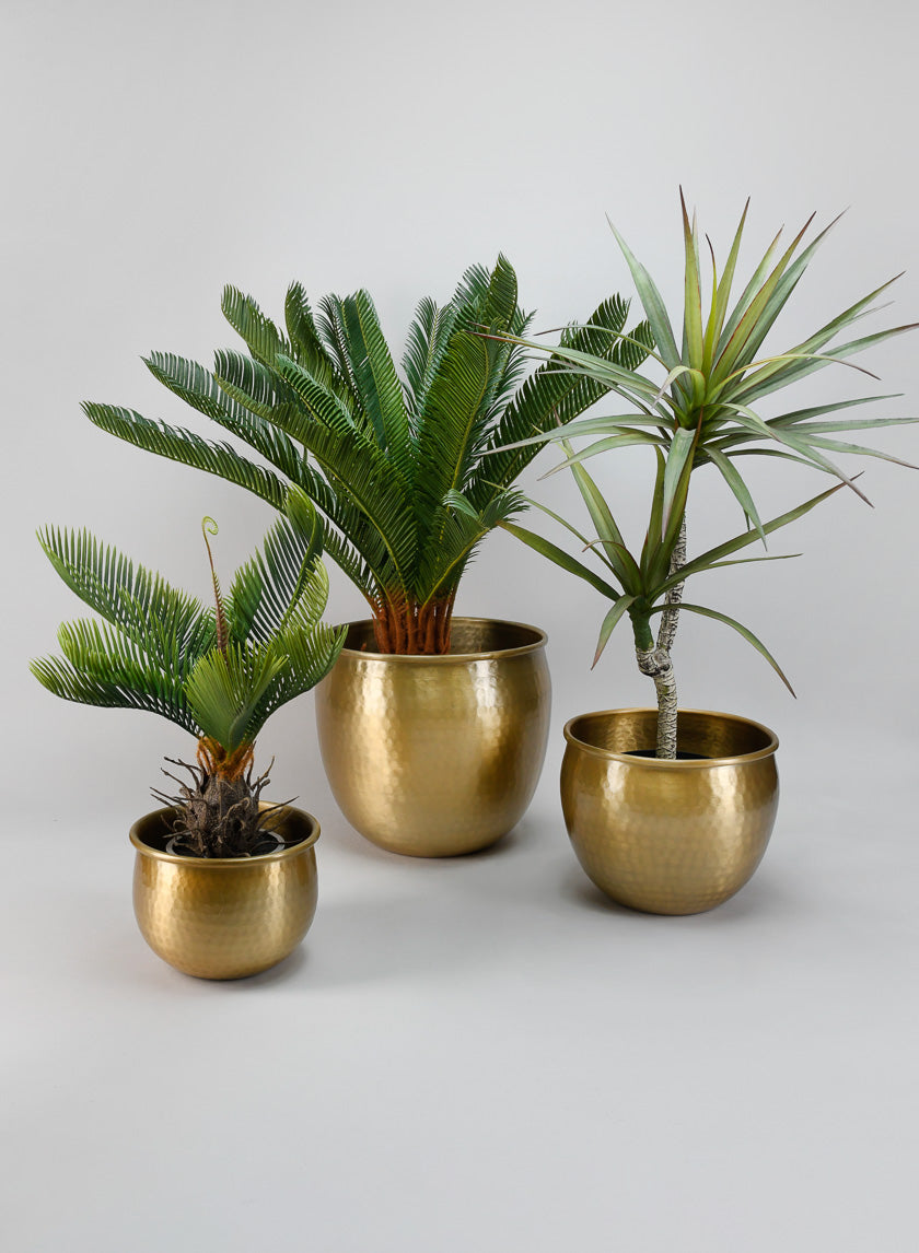 10.75in Wide Brass-Look Aluminum Planter Pot, Large - Image 4
