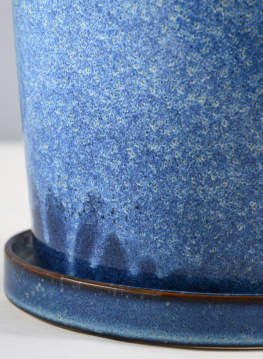 Ice Blue Ceramic Pot with Saucer - Image 6