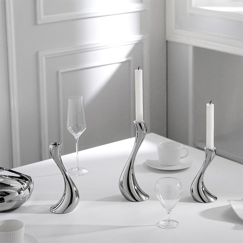 Chrome Wave Candle Holders - Image 3