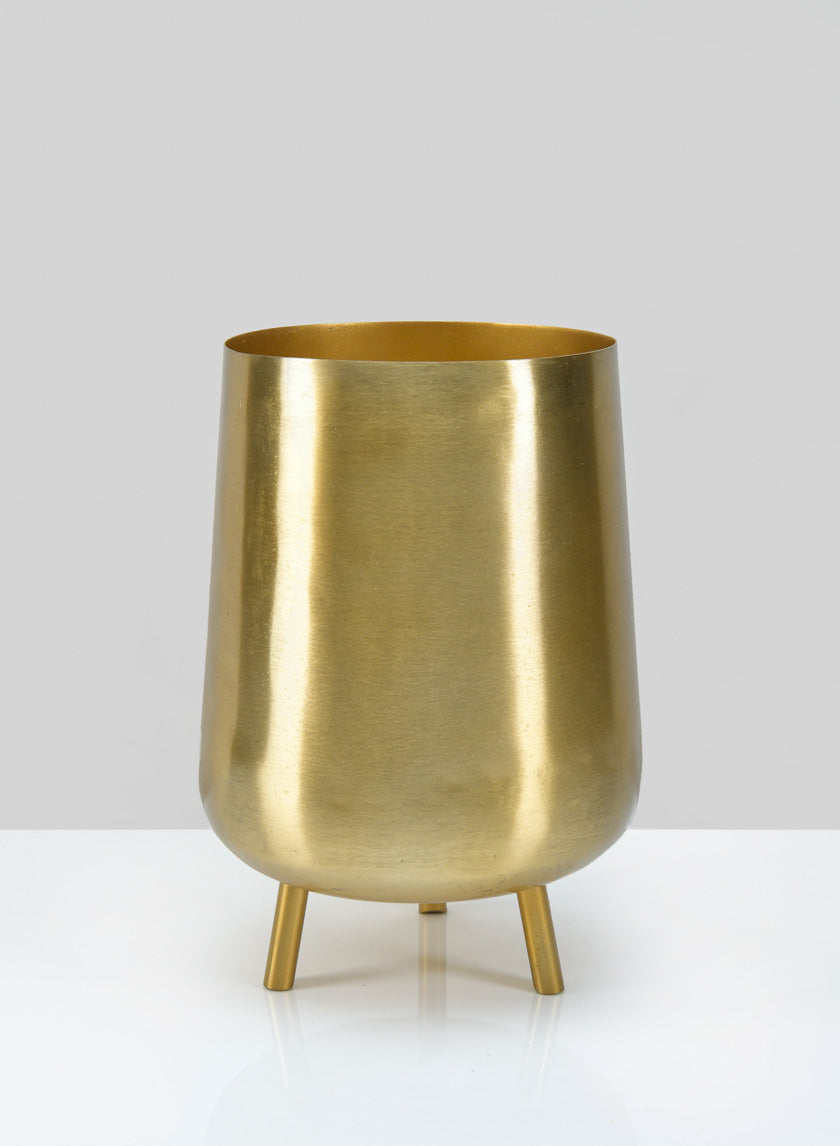 8in Tall Gold Iron Mini Planter with Legs - Image 2
