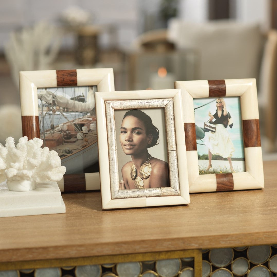 Oyster White Bone and Shagrin Horn Photo Frame
