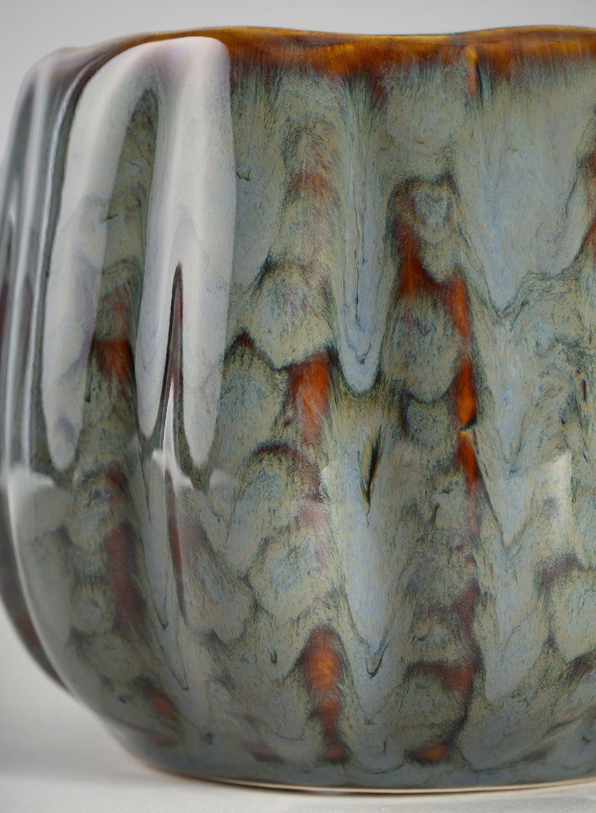 4.5in Tall Grey Glazed Ceramic Cachepot - Image 4