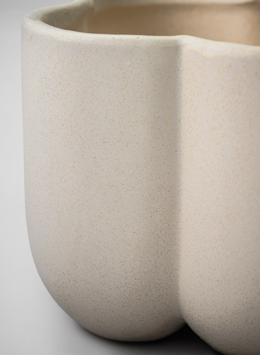 5in Tall Sand White Ceramic Cachepot - Image 4