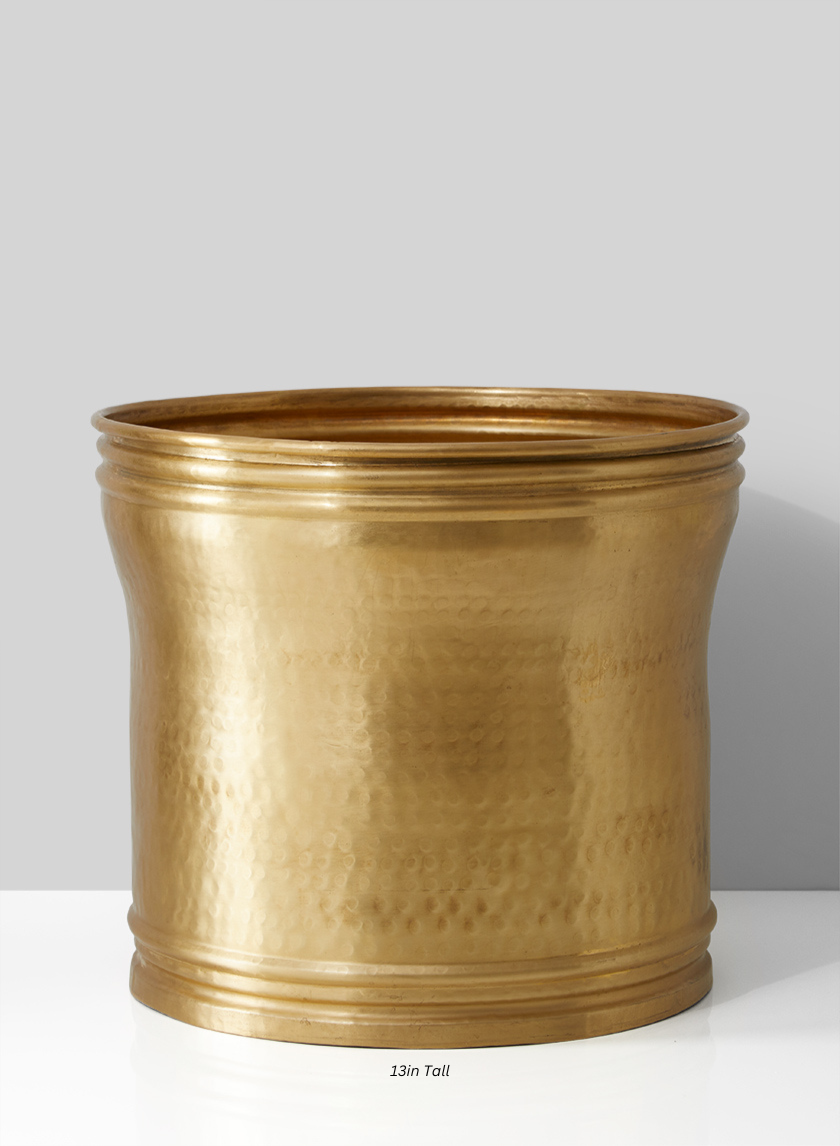Brass-Look Antique Aluminum Planter