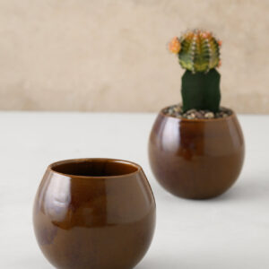 3.25in Tall Oxblood Mini Ceramic Pots Set of 2