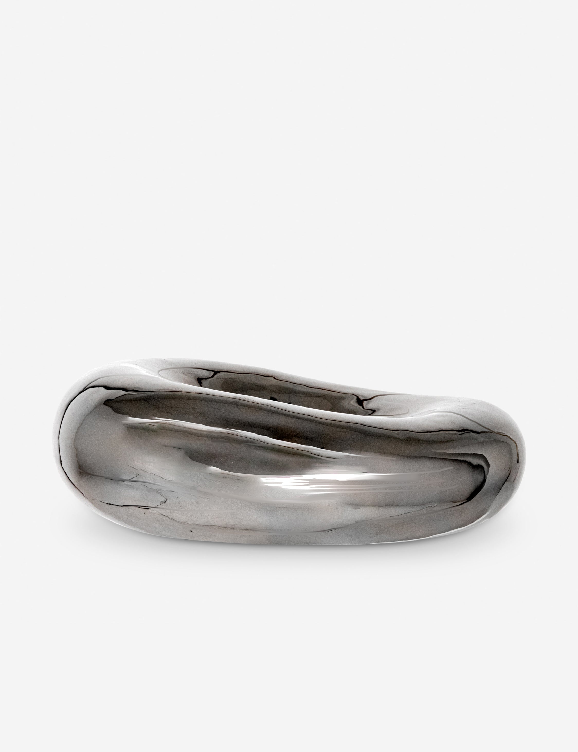 Sculptural Modern Stoneware Bowl - Chrome - Image 3