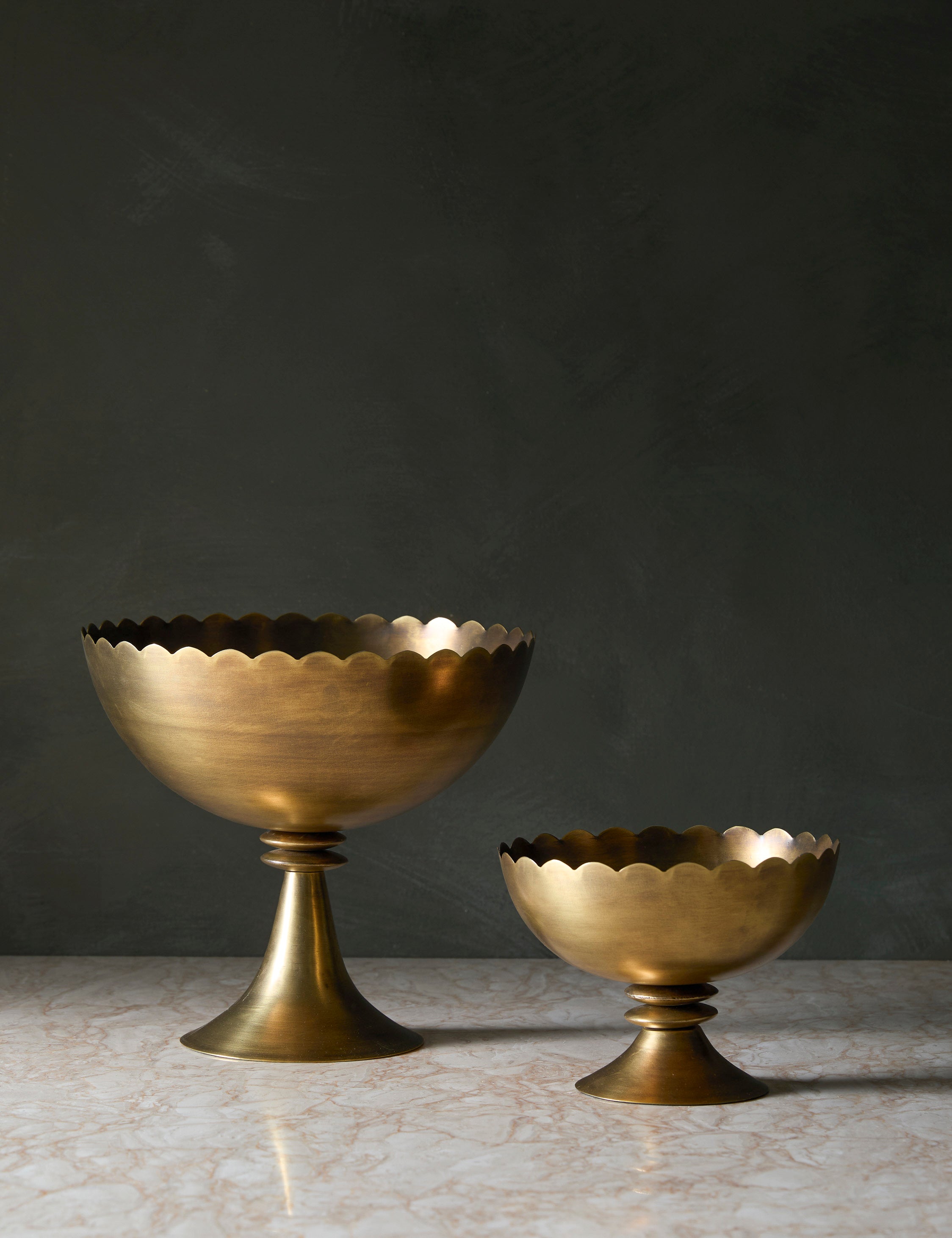 Scalloped Compote Bowl (Set of 2) - Brass - Image 5
