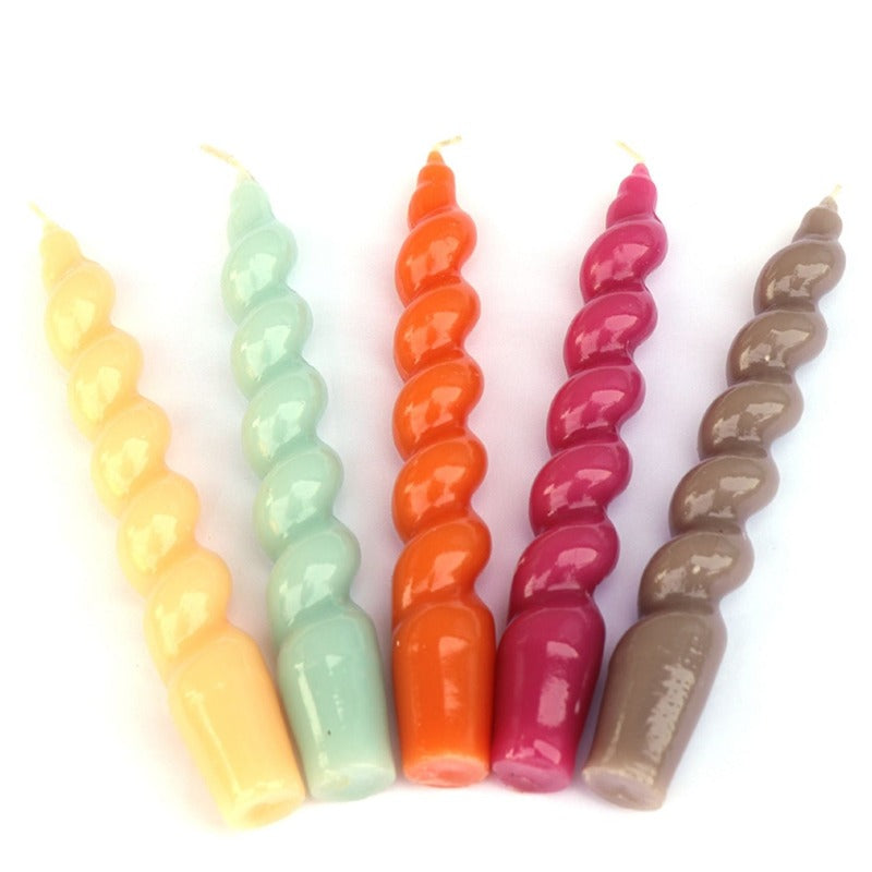 Thick Spiral Decorative Candle 2 Piece Set - Image 2