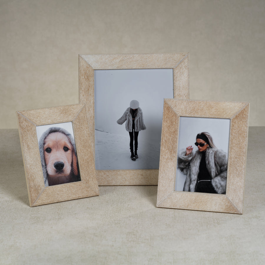 Tan Hair-on Hide Leather Photo Frame - Image 2