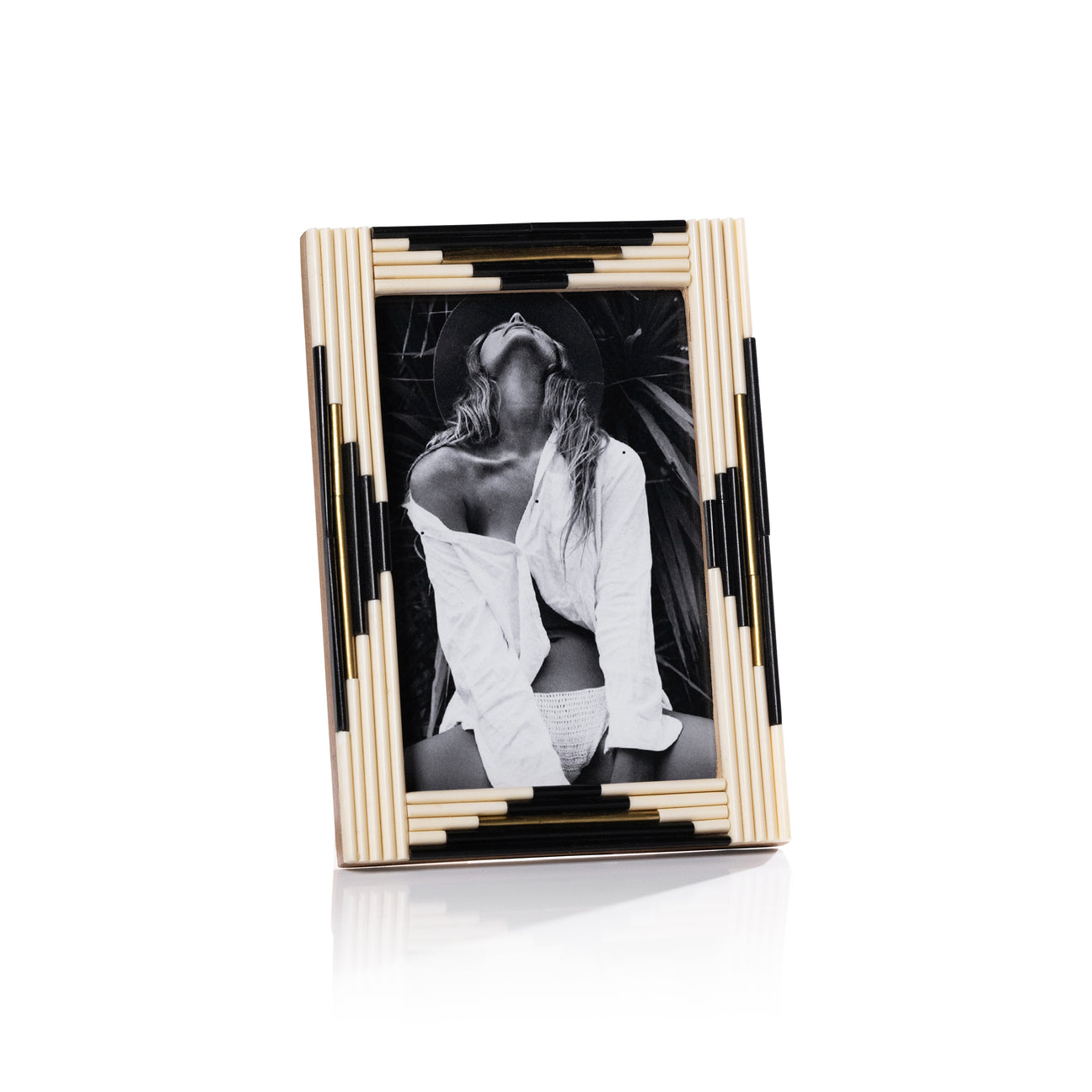 Piped Resin and Brass Inlaid Photo Frame