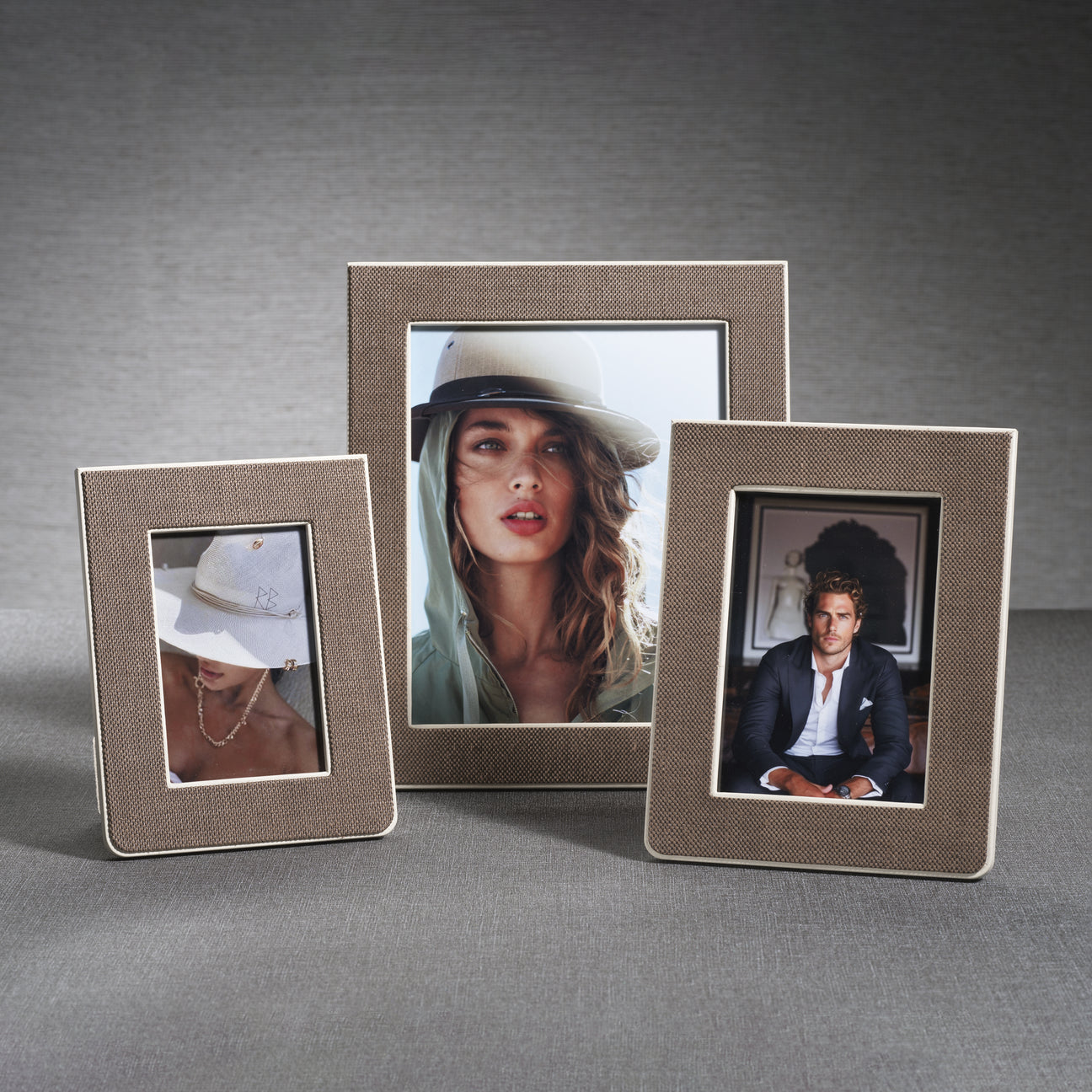 Raffia Over Nappa Cream Photo Frame - Image 2