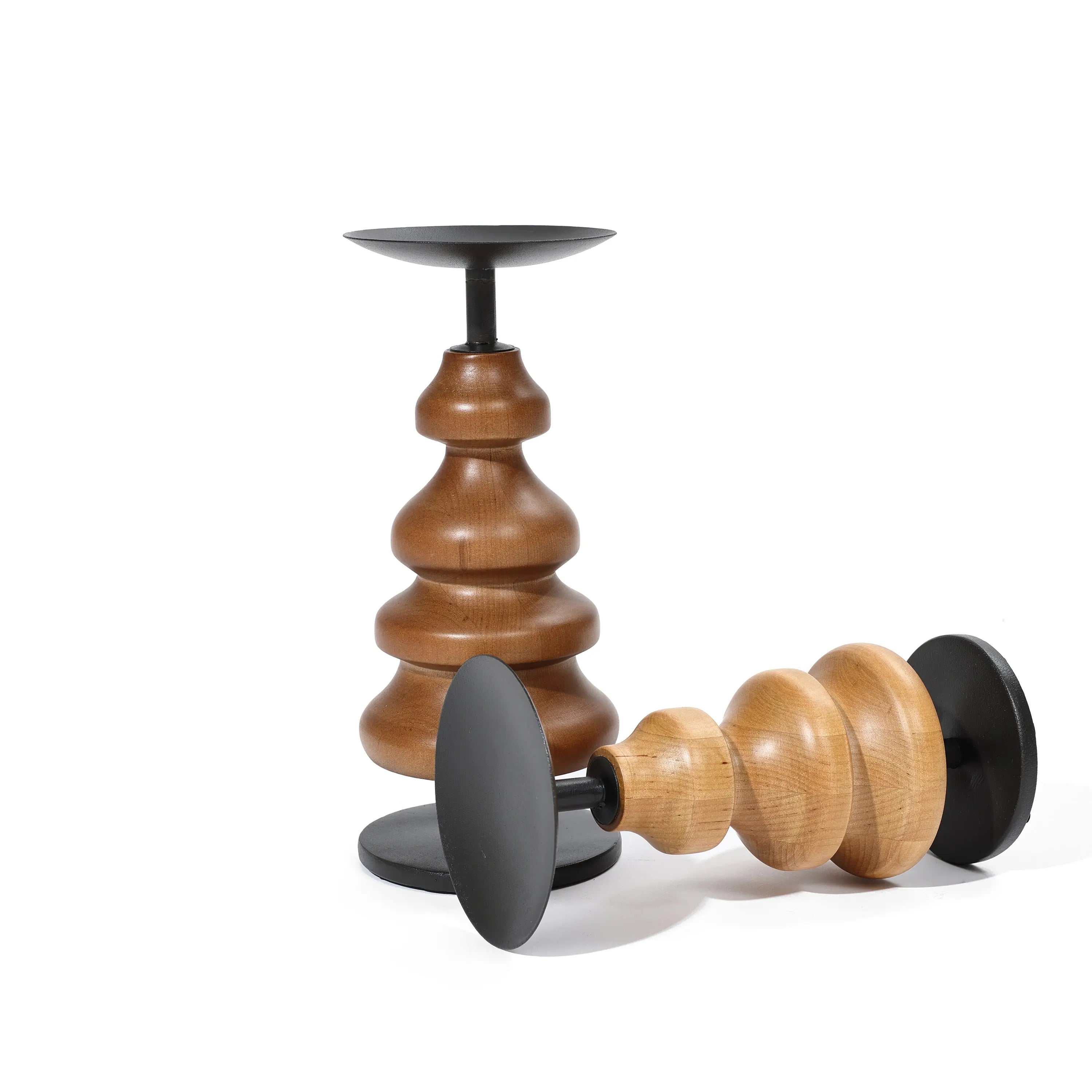 Wood Candle Holder Set of 2 - Image 5