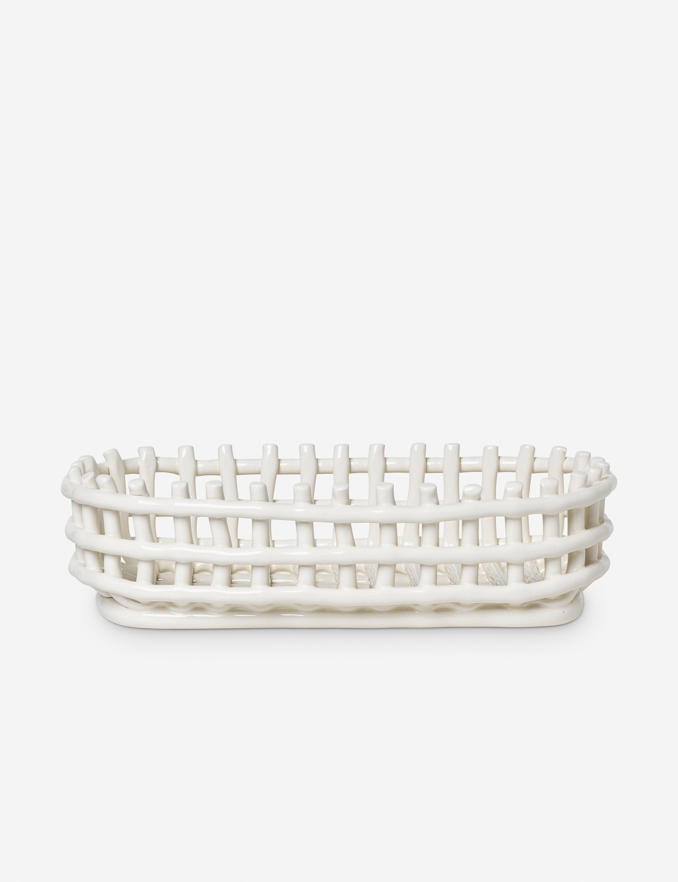 White Ceramic Basket - Centerpiece - Image 7