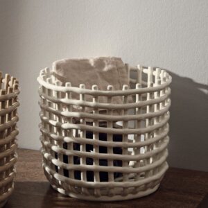White Ceramic Basket - Centerpiece
