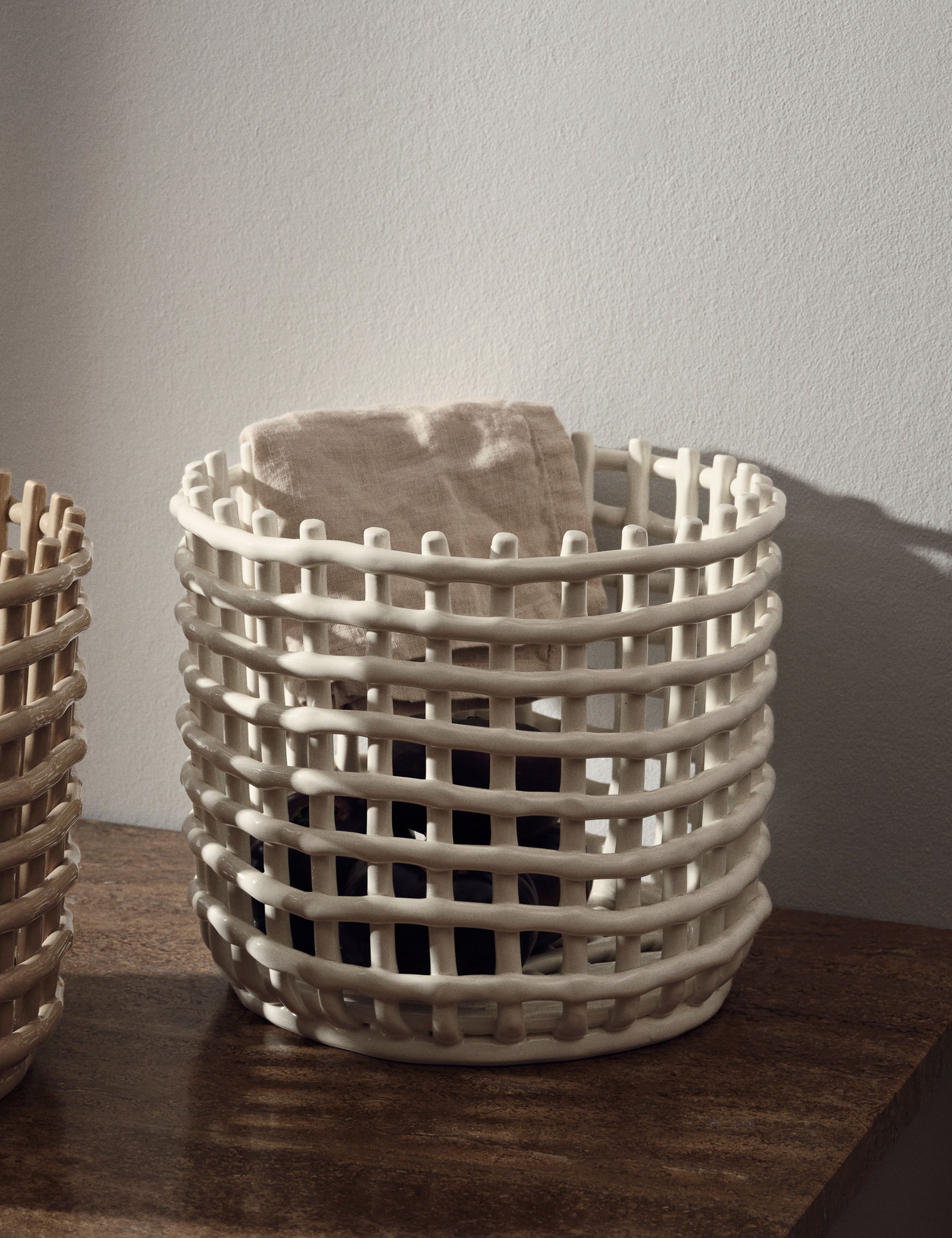 White Ceramic Basket - Centerpiece
