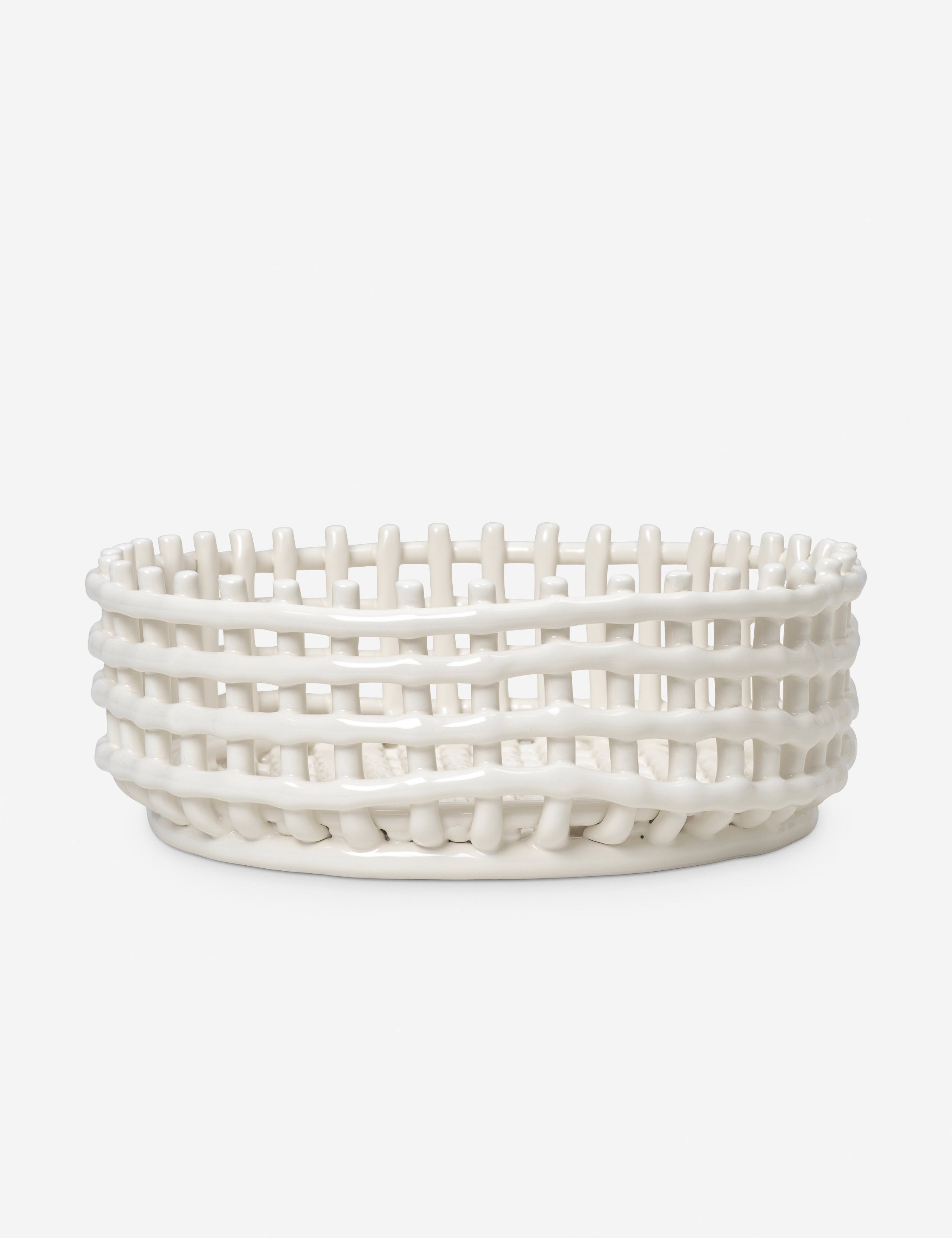 White Ceramic Basket - Centerpiece - Image 6
