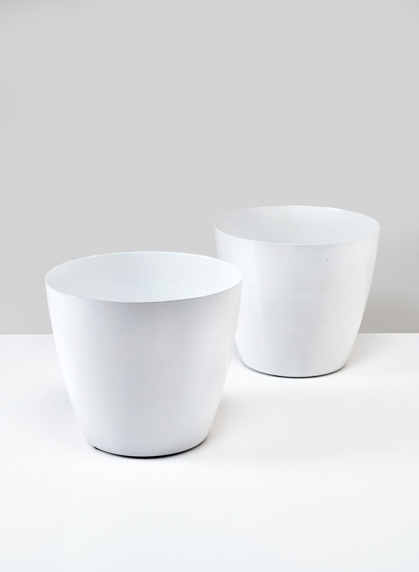 5.5in Tall White Iron Cachepot Set of 2 - Image 2