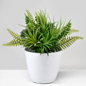 5.5in Tall White Iron Cachepot Set of 2