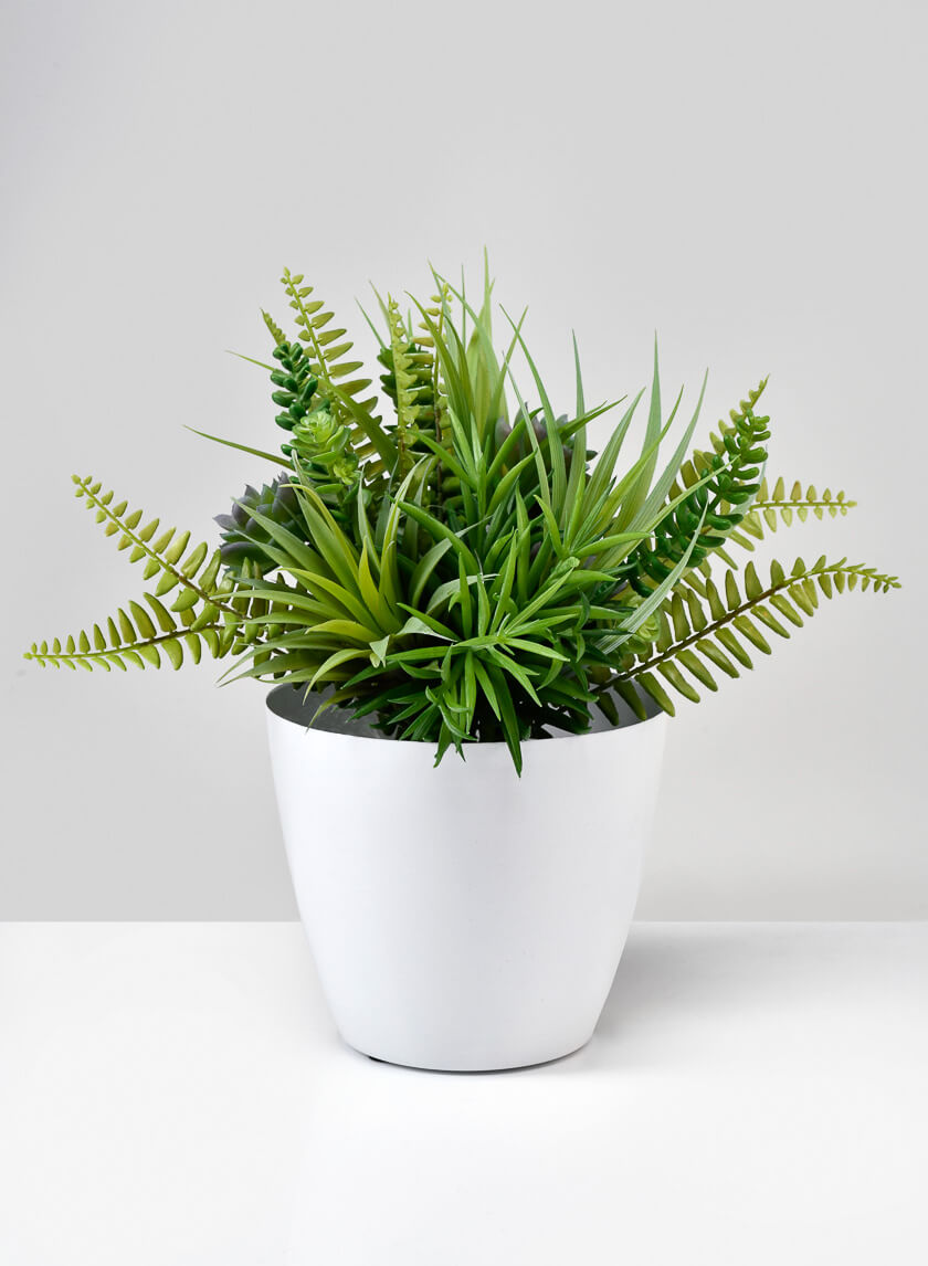 5.5in Tall White Iron Cachepot Set of 2
